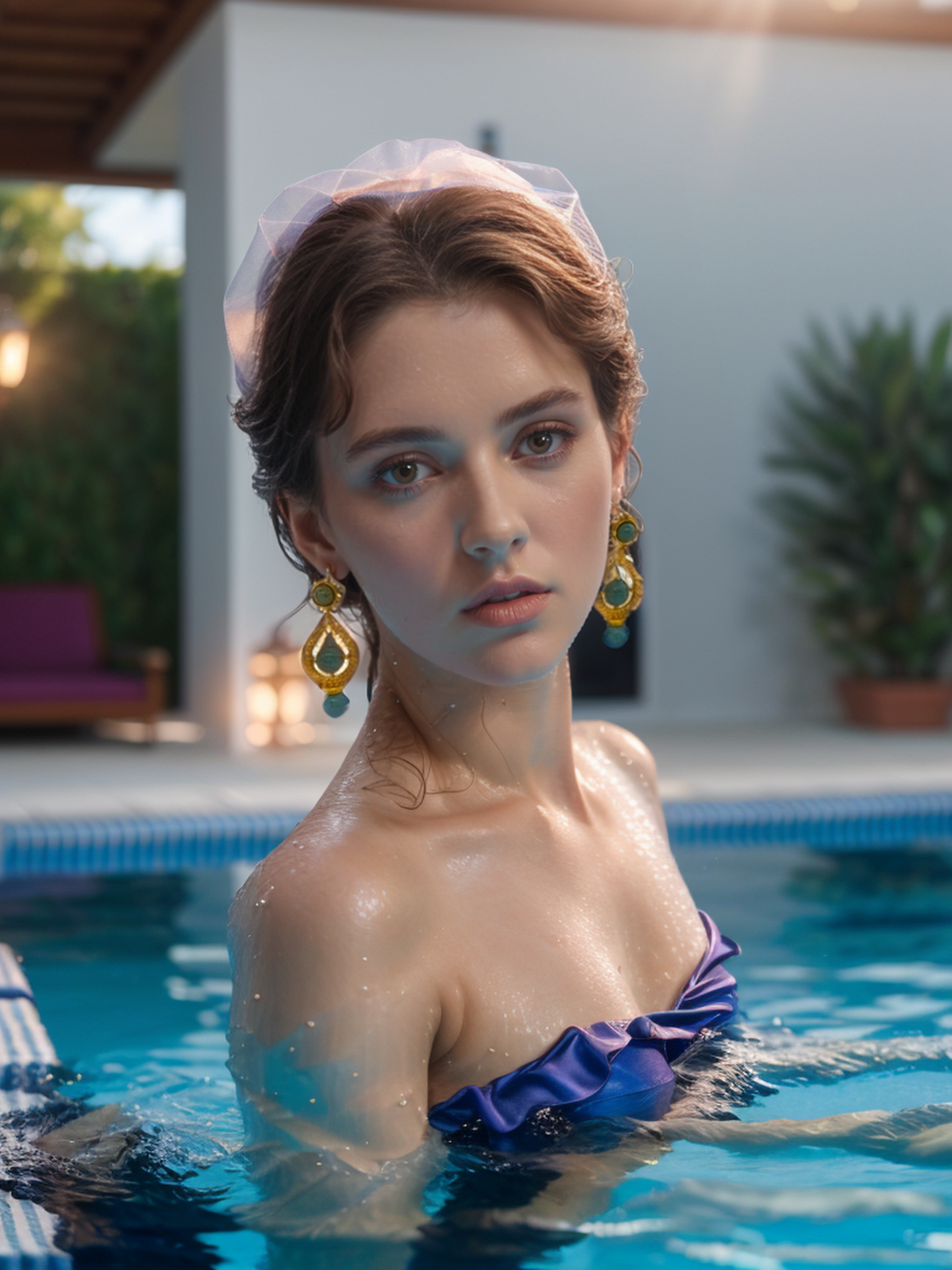 Blue coronagraph earrings