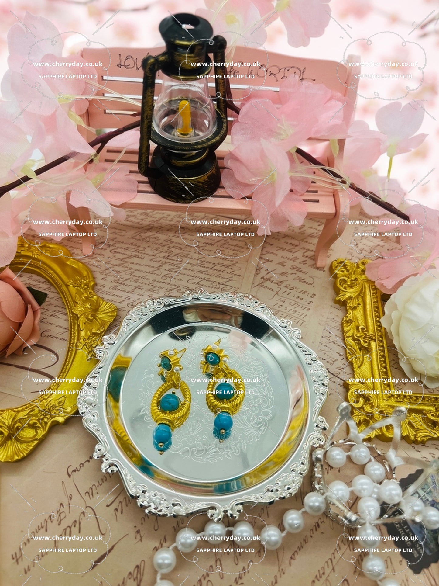 Blue coronagraph earrings