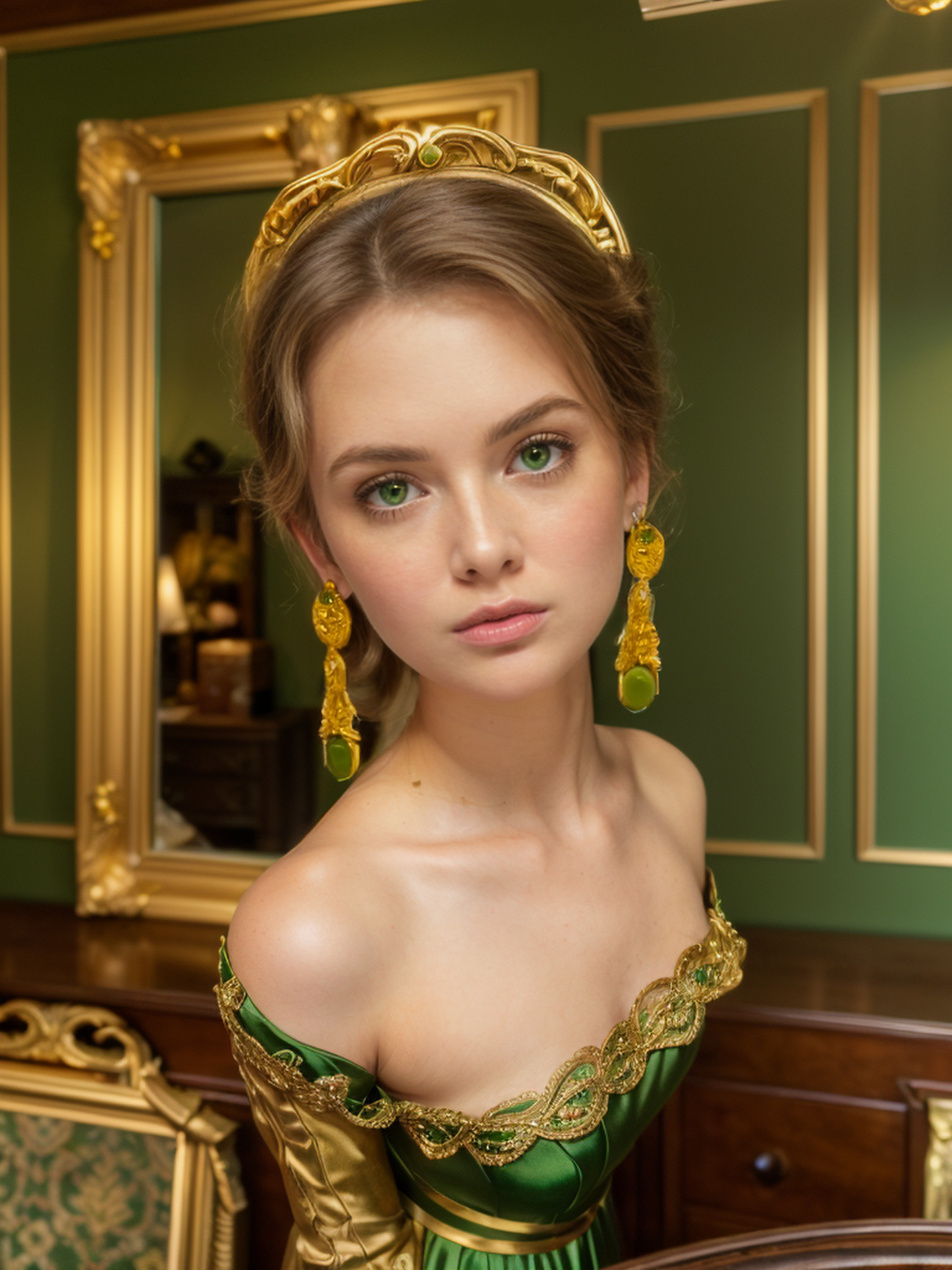 Greenish gold hydra earrings