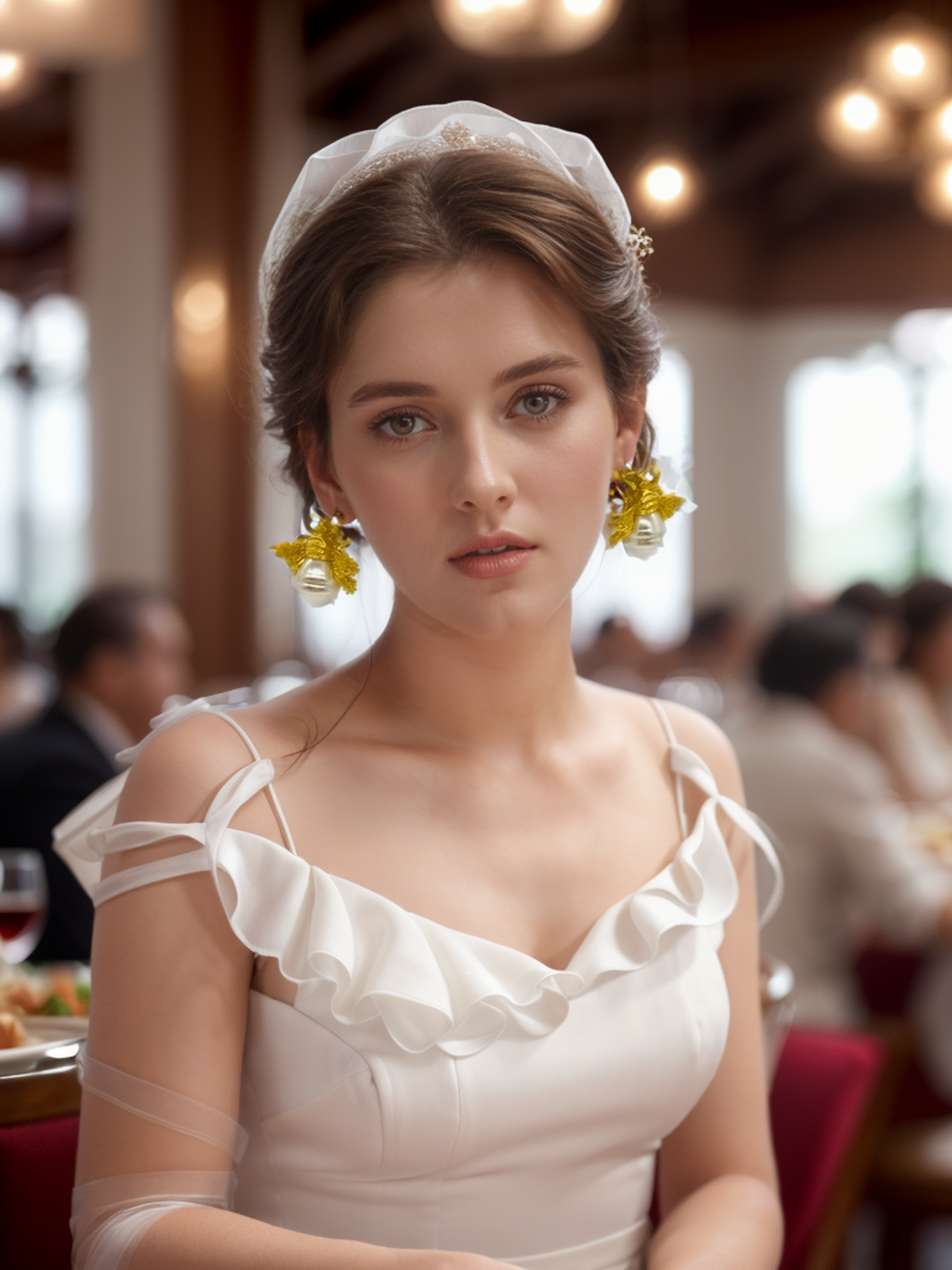 Gold bee pearl earrings