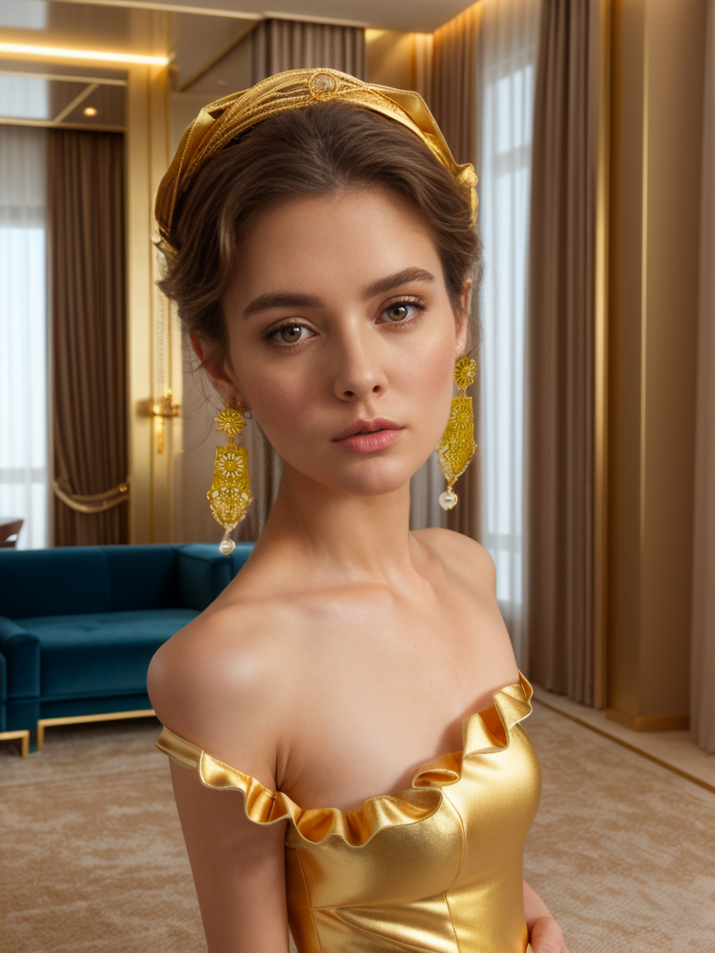 Gold shield earrings