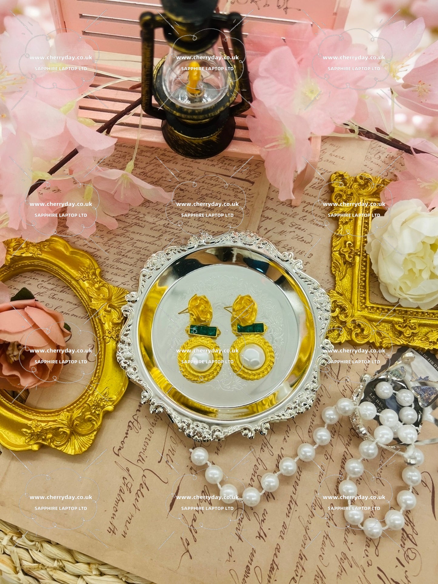 Spring garden vintage pearl earrings