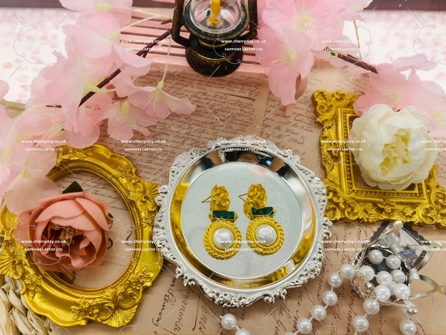 Spring garden vintage pearl earrings