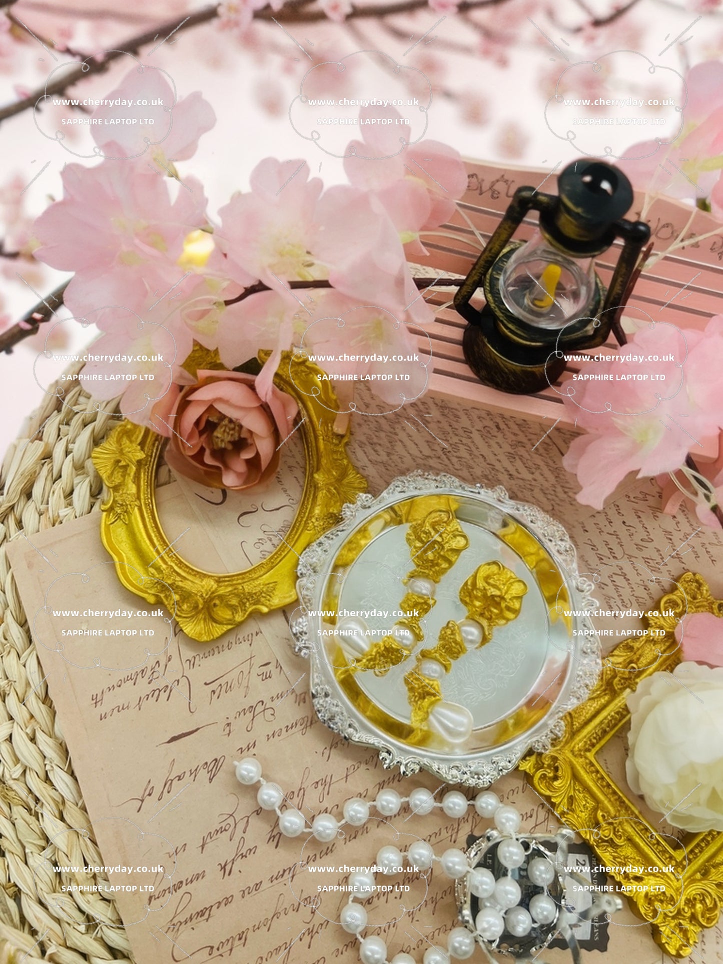 Floral tassel pearl earrings