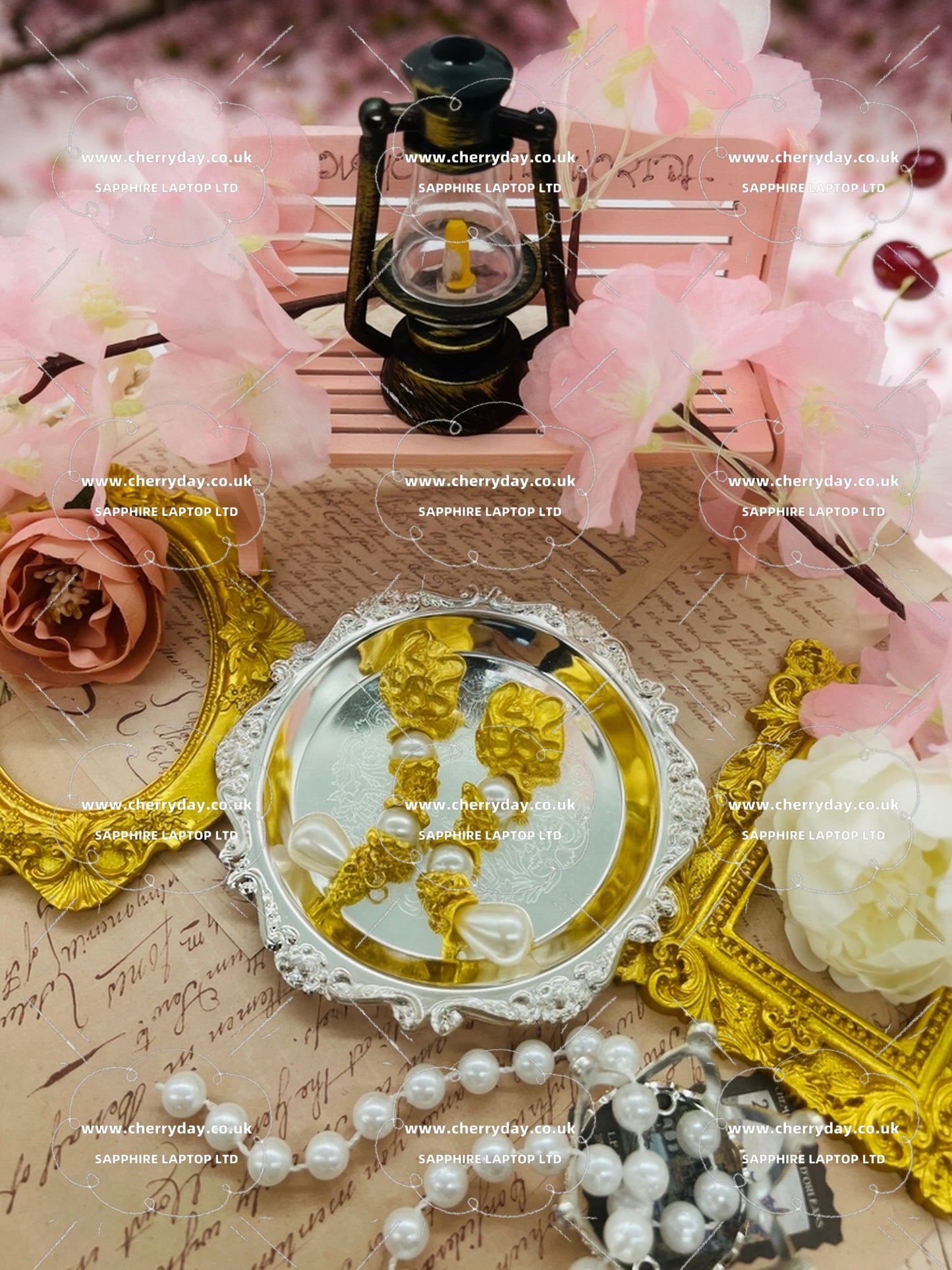 Floral tassel pearl earrings