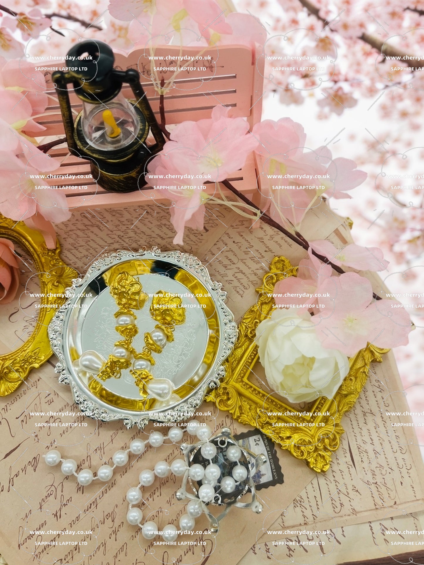 Floral tassel pearl earrings