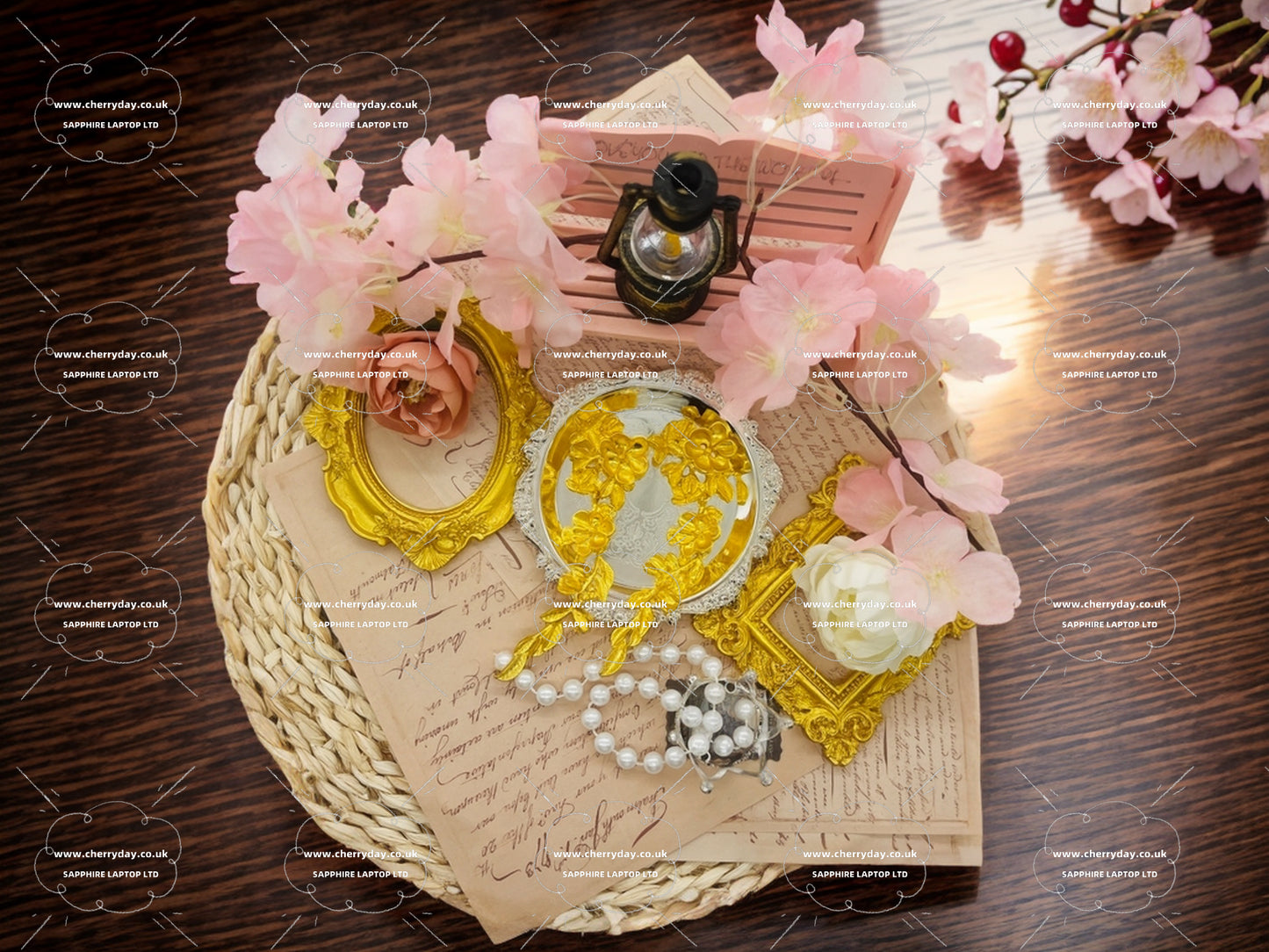 Gold flower drop tassel earrings