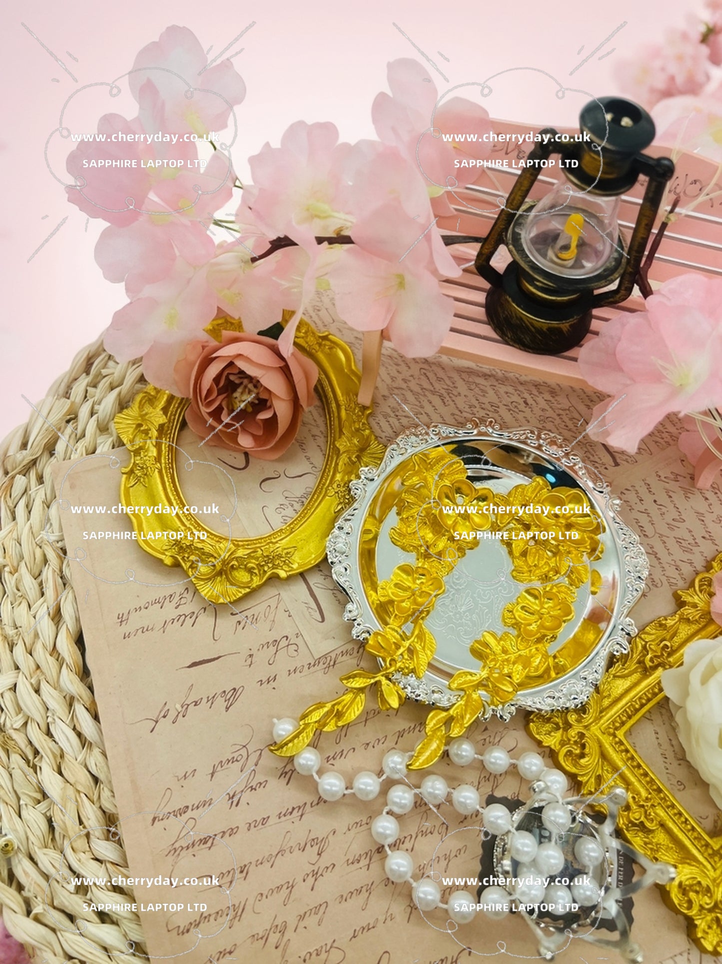 Gold flower drop tassel earrings