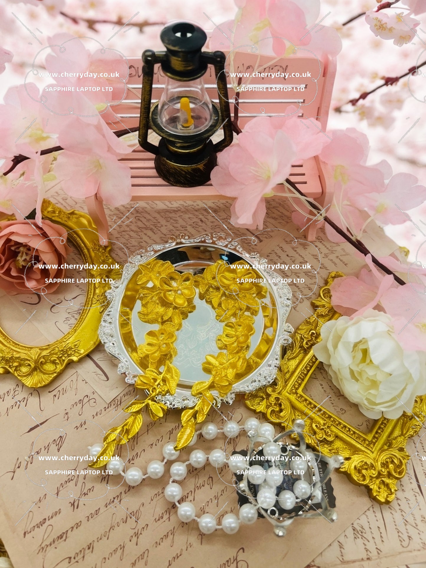 Gold flower drop tassel earrings