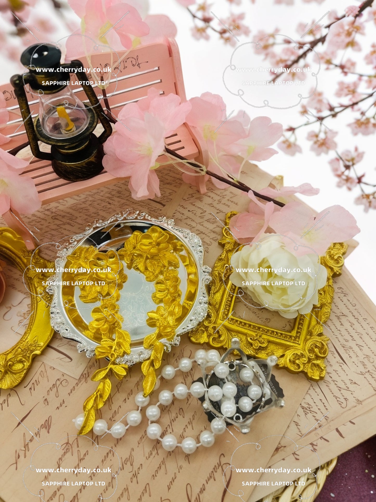 Gold flower drop tassel earrings