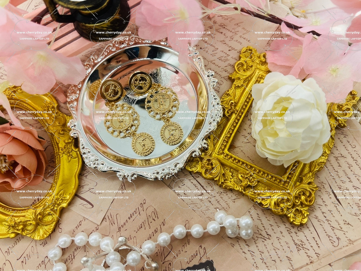Roman coins tassel earrings
