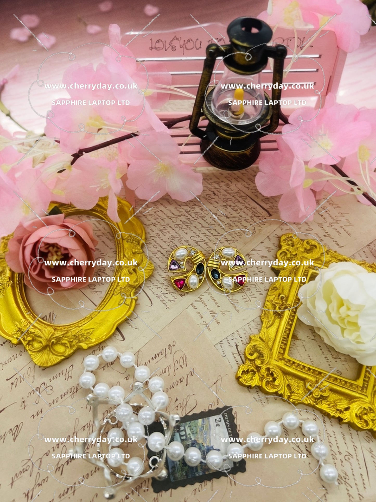 Ring C Christian faith fancy colourful diamonds vintage earrings