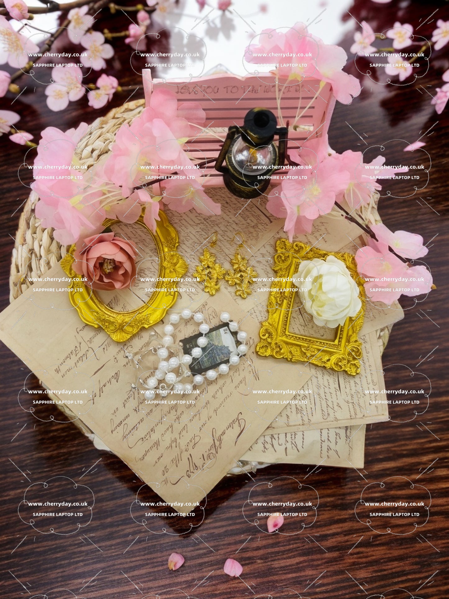 Gold flower bush vintage earrings