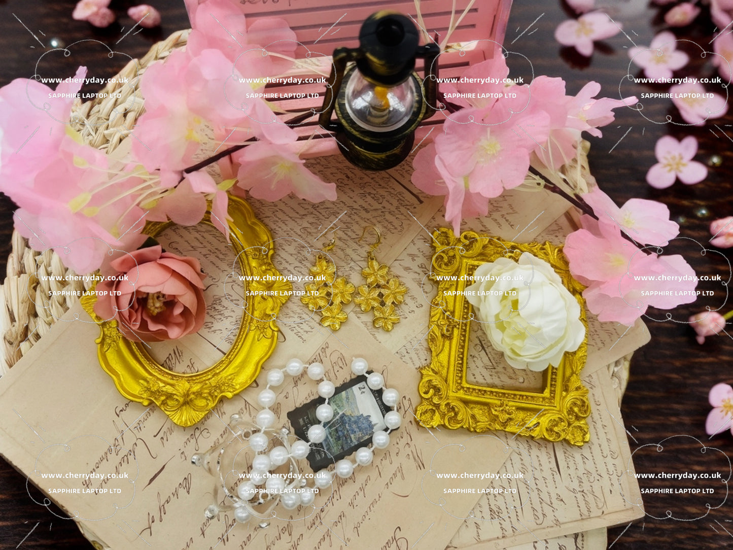 Gold flower bush vintage earrings