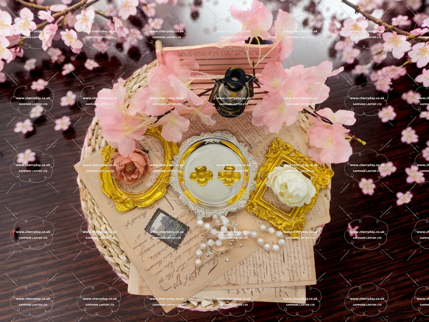 Gold rape blossom vintage earrings