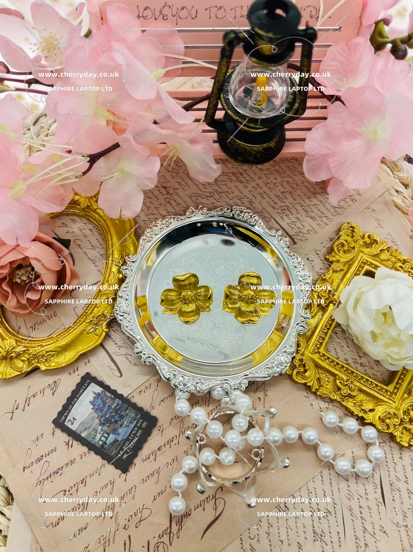 Gold rape blossom vintage earrings