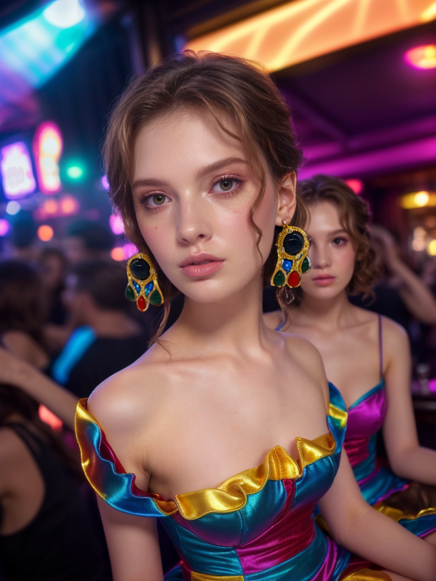Tricolour light vintage earrings