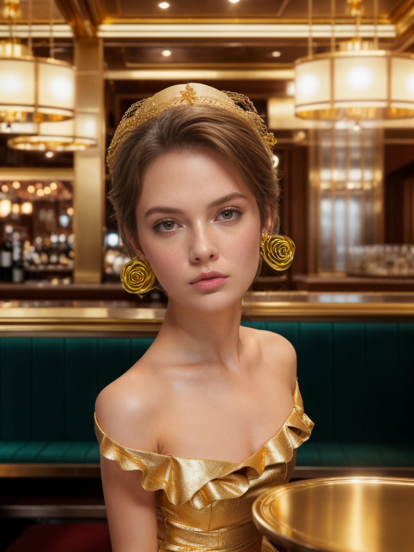 Gold rosebud vintage earrings