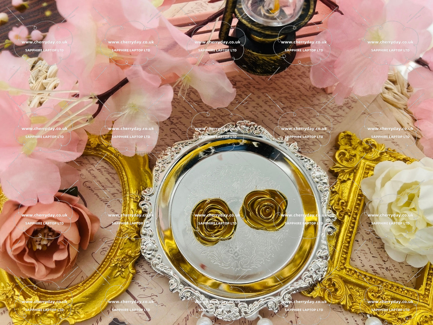 Gold rosebud vintage earrings