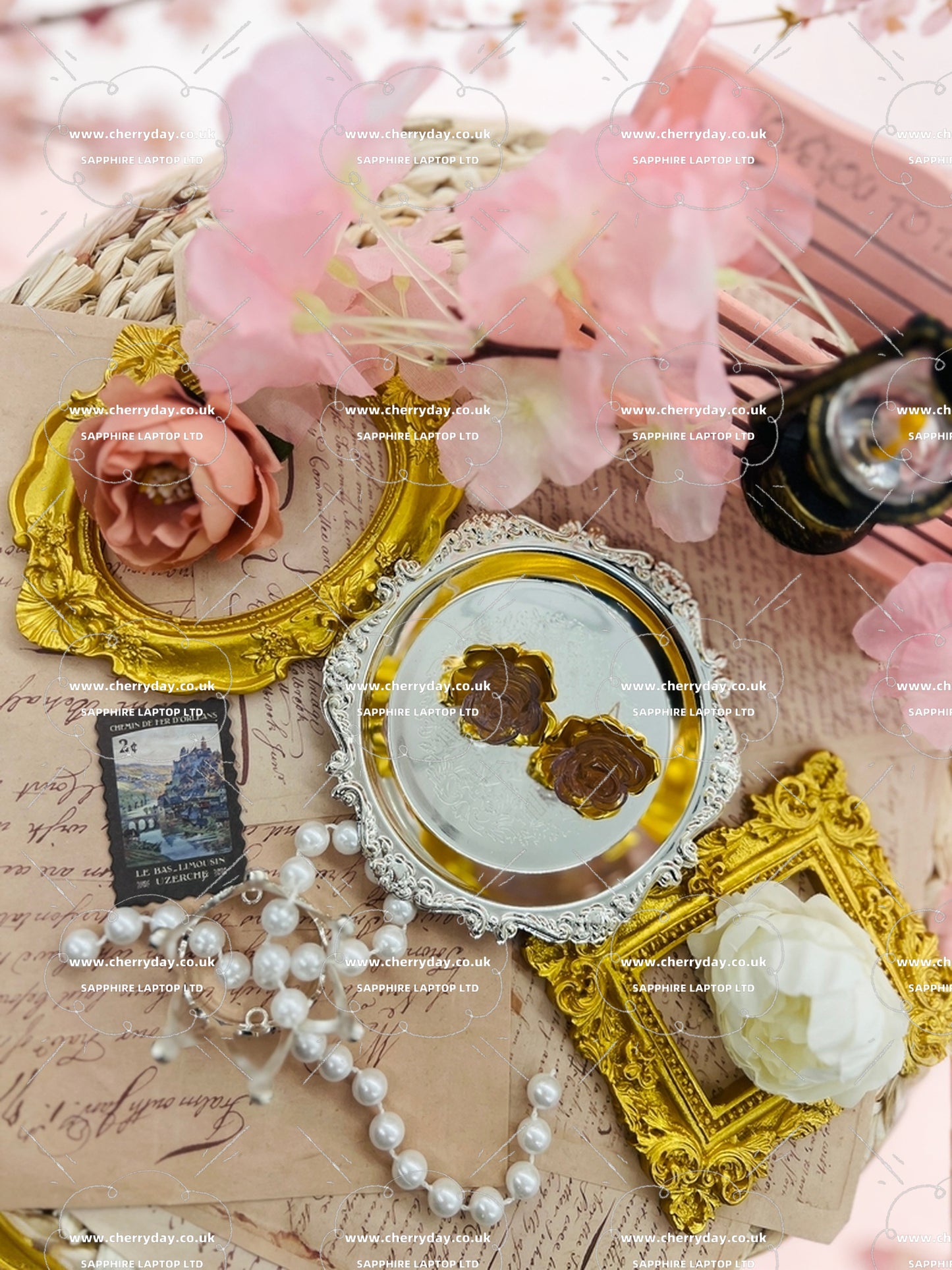 Pale pink rose vintage earrings