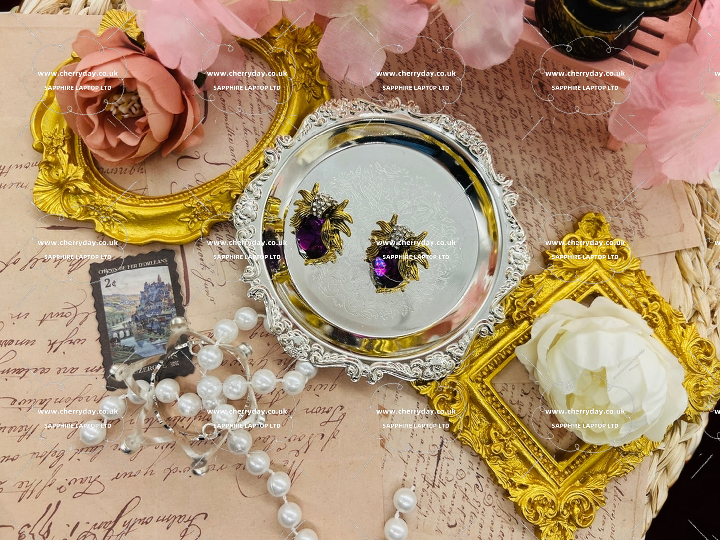 Amethyst firefly vintage earrings