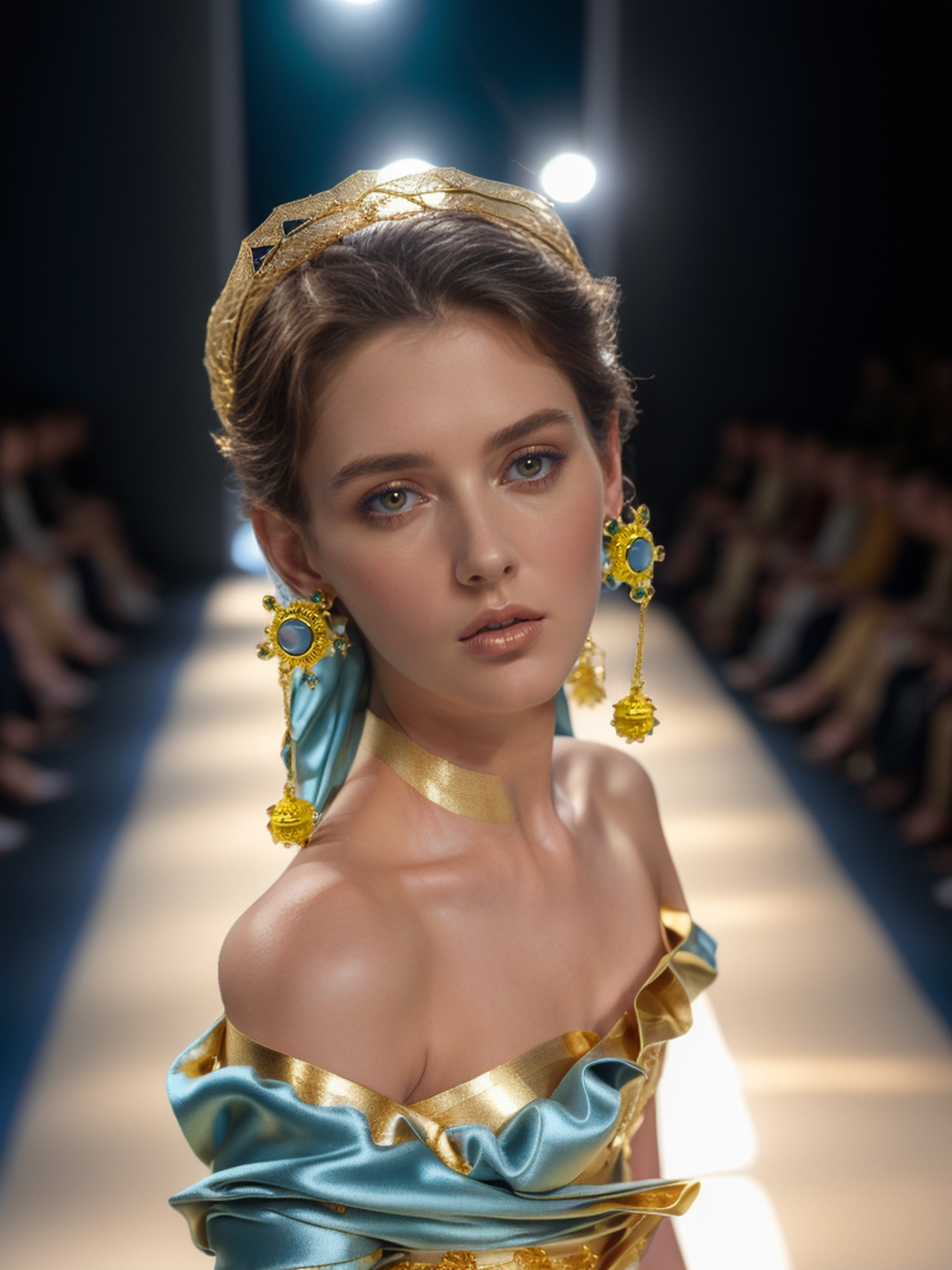 Blue moonlight goddess vintage earrings