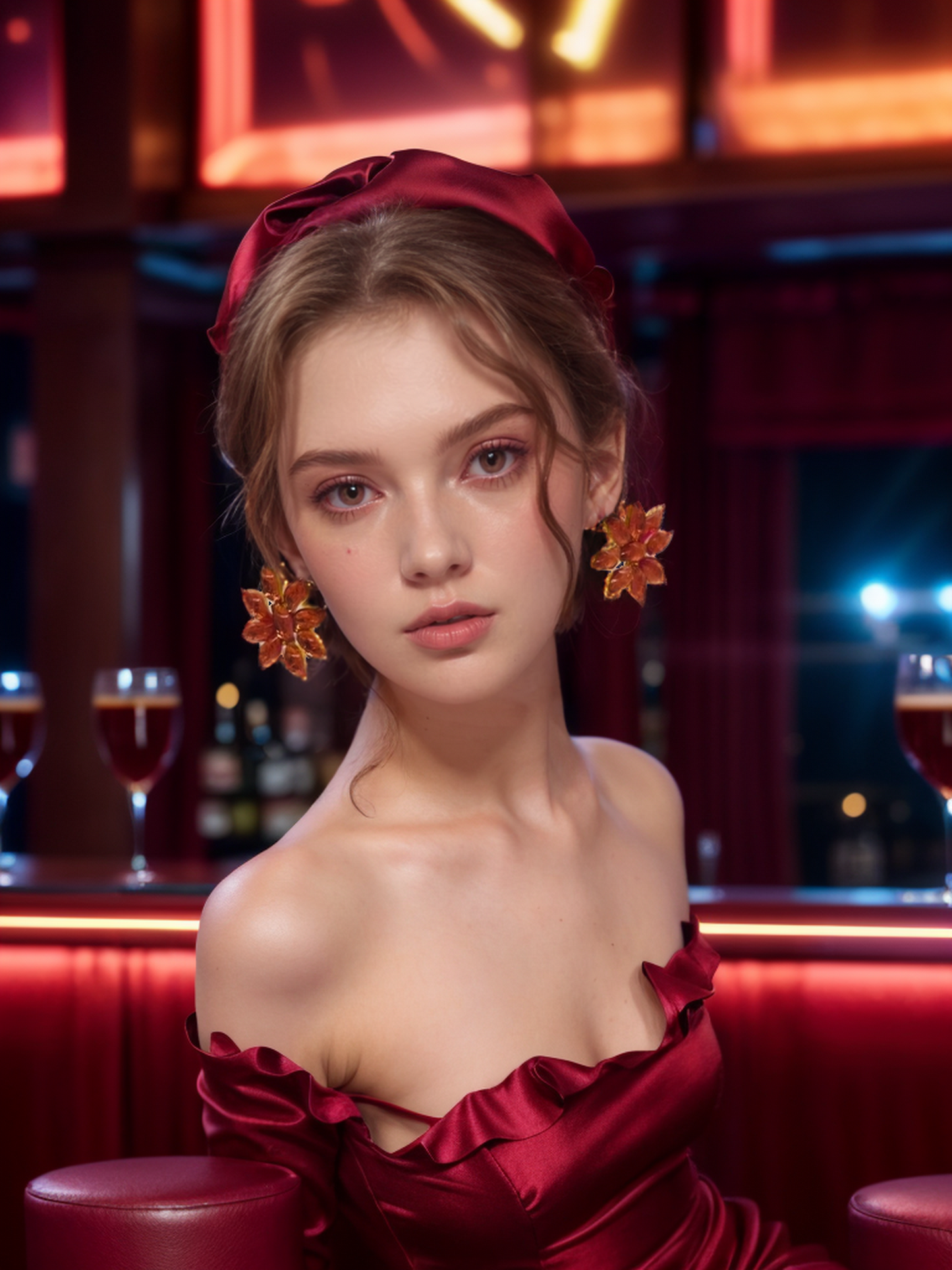Hibiscus rosa-sinensis vintage earrings
