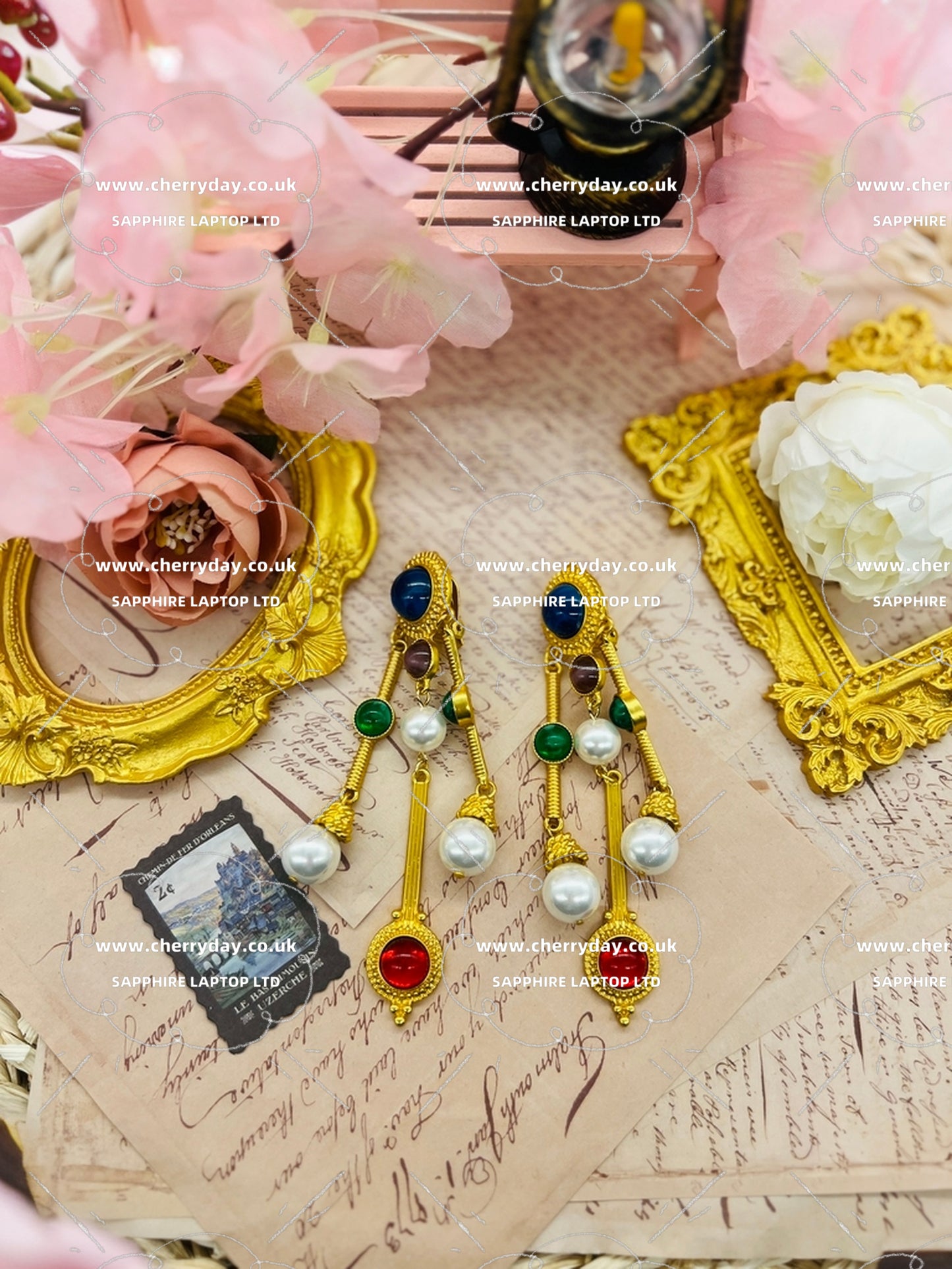 Tricolour meteor shower tassel earrings
