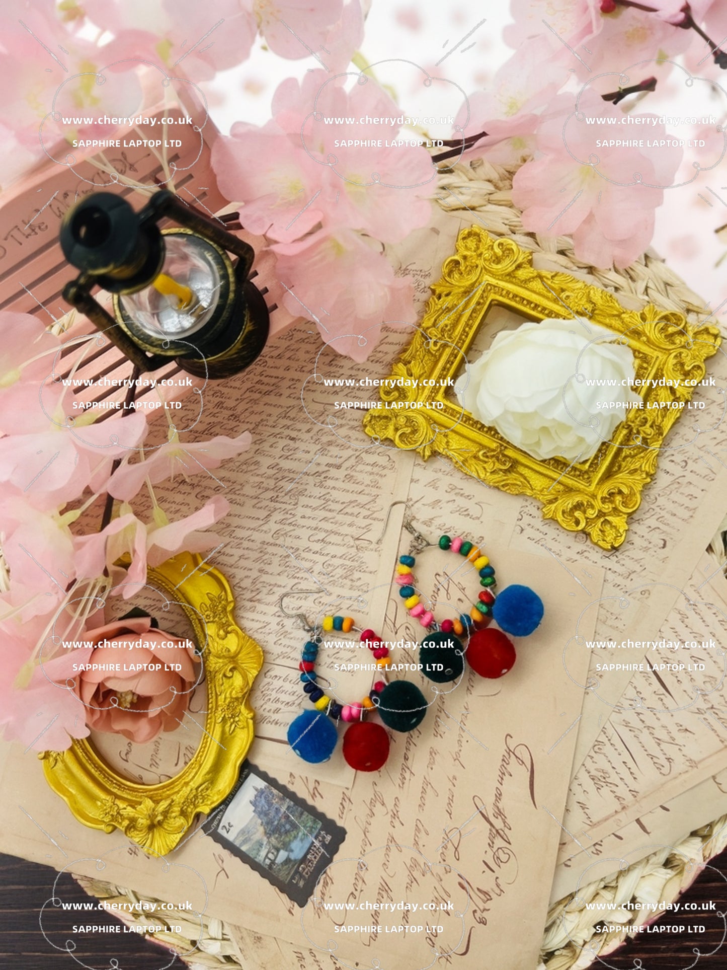 Colourful fluffy balls earrings
