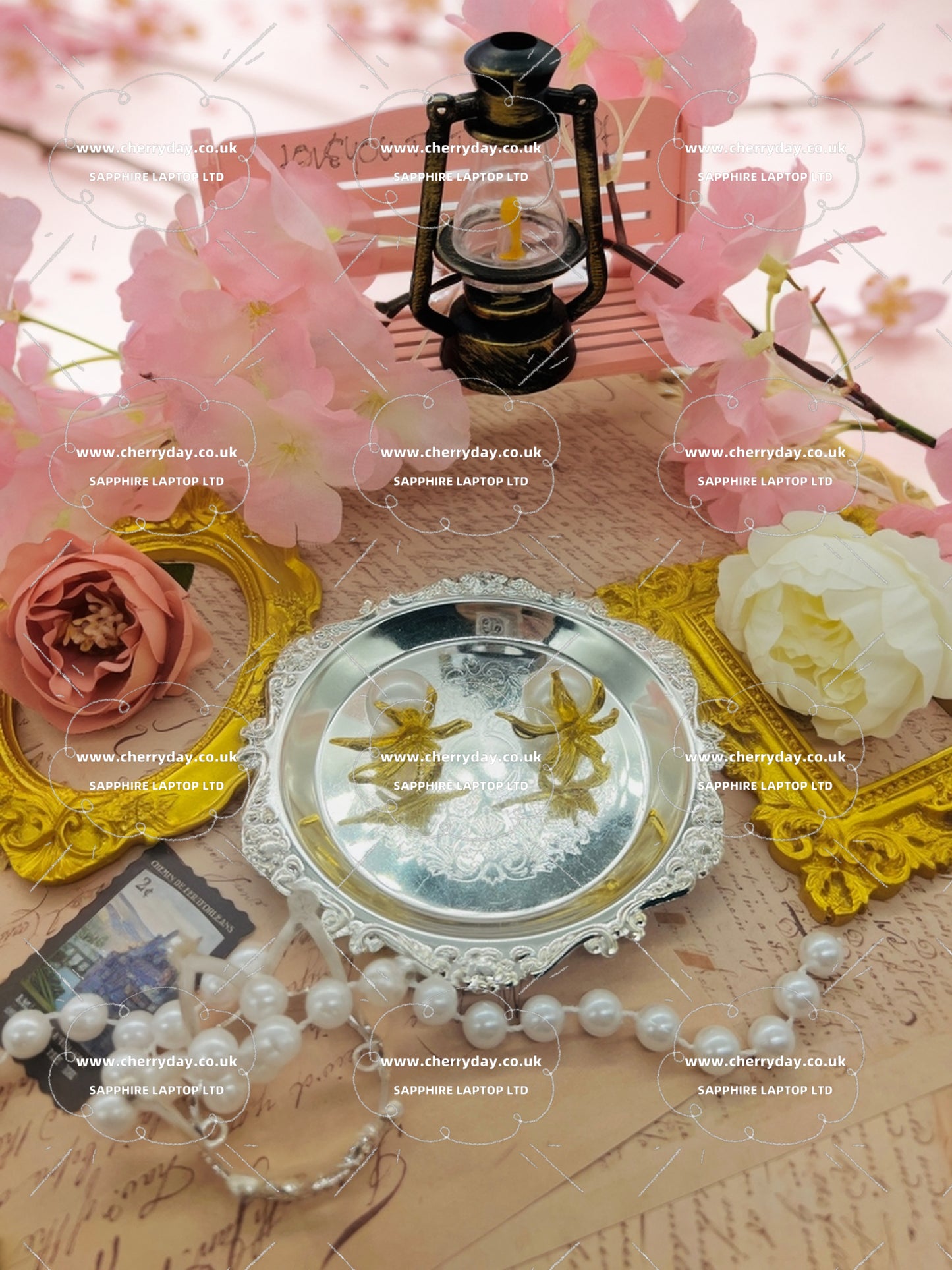 Gerbera pearls vintage earrings