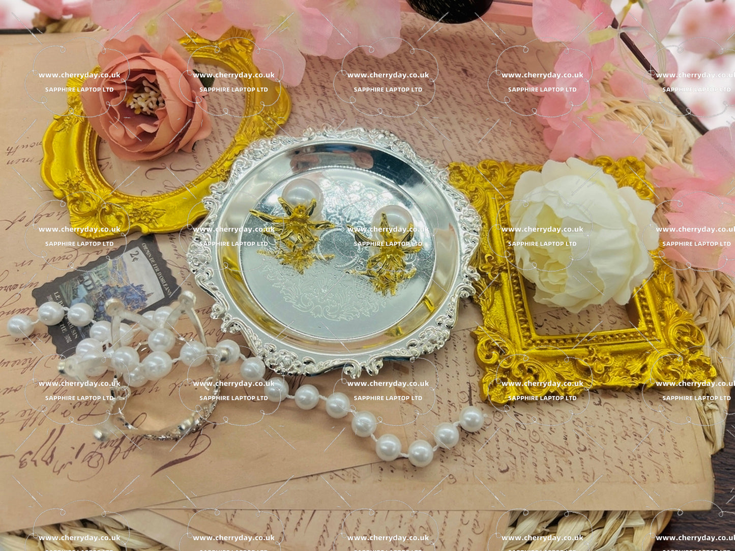 Gerbera pearls vintage earrings