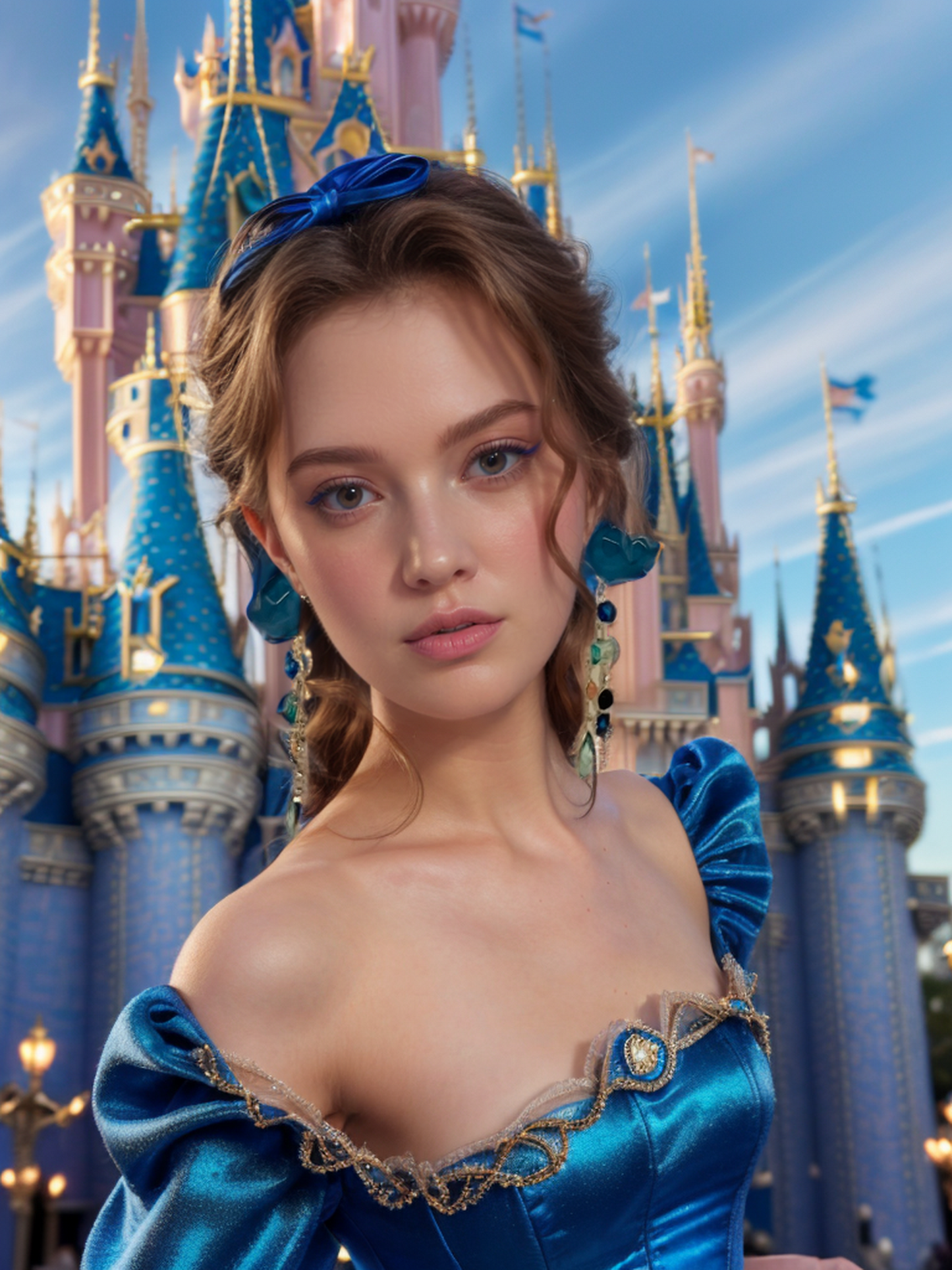 Sapphire heart-shaped tassel earrings
