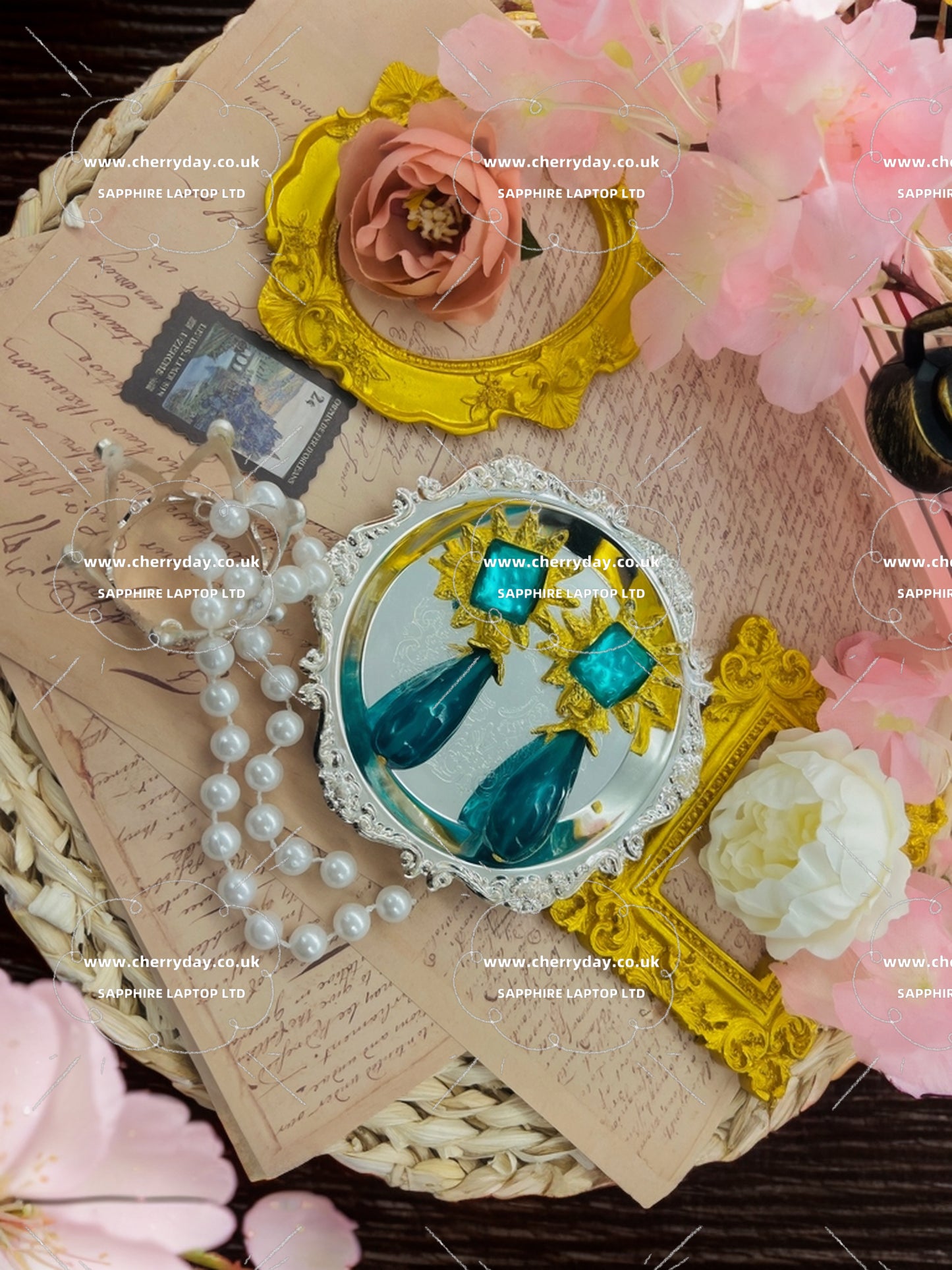 Blue fantasy vintage earrings