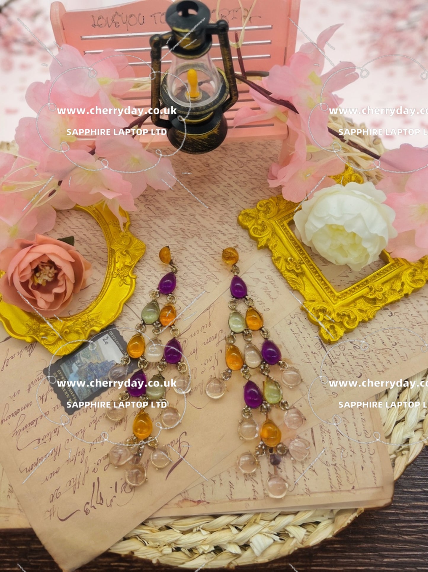 Colourful glaze tassel vintage earrings