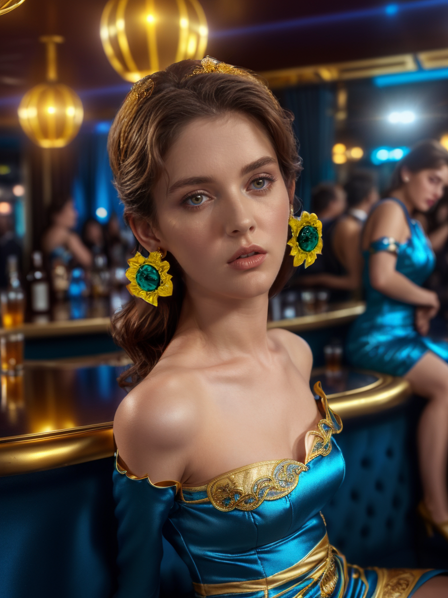 Crimped Apollo sunflower vintage earrings