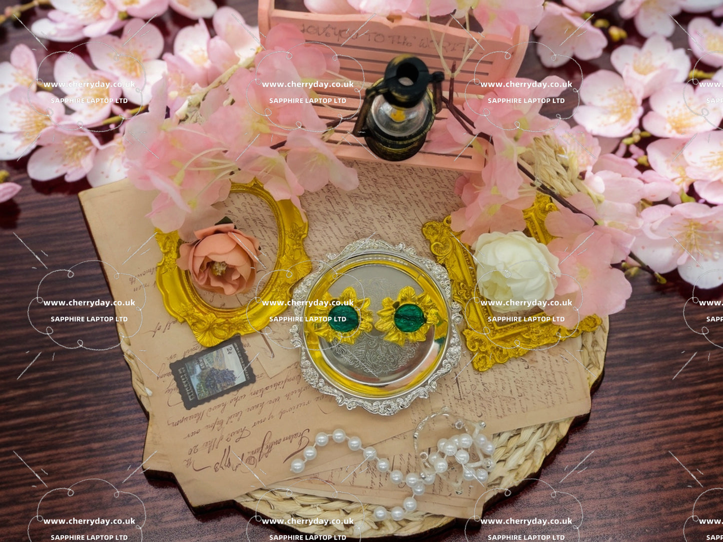 Crimped Apollo sunflower vintage earrings