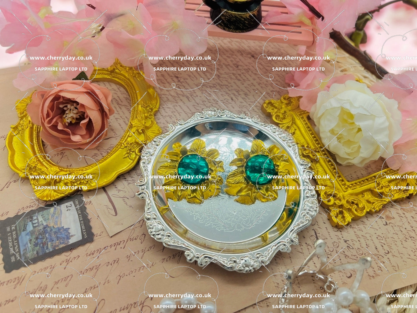 Crimped Apollo sunflower vintage earrings