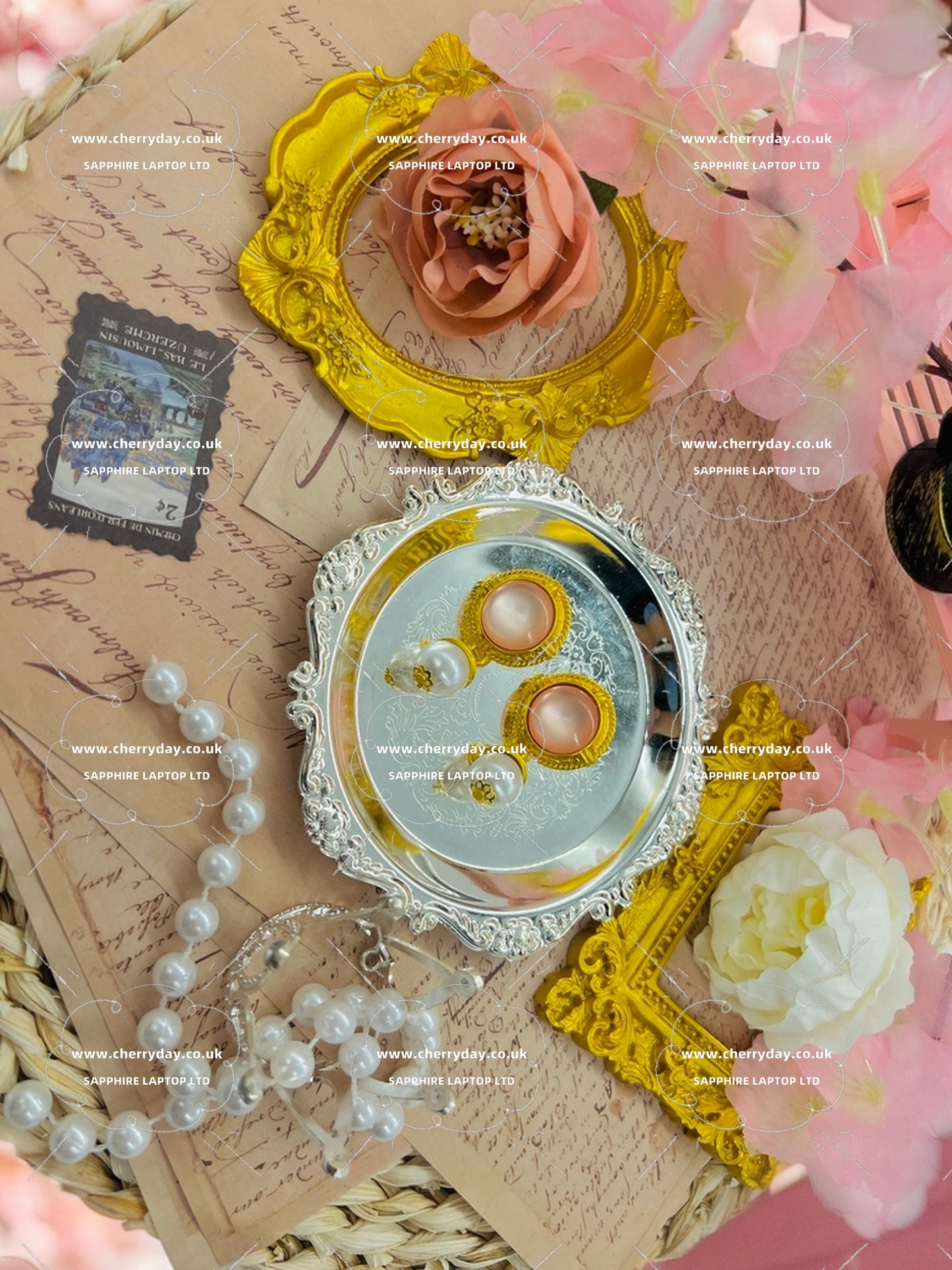 Pink & White dreams vintage earrings