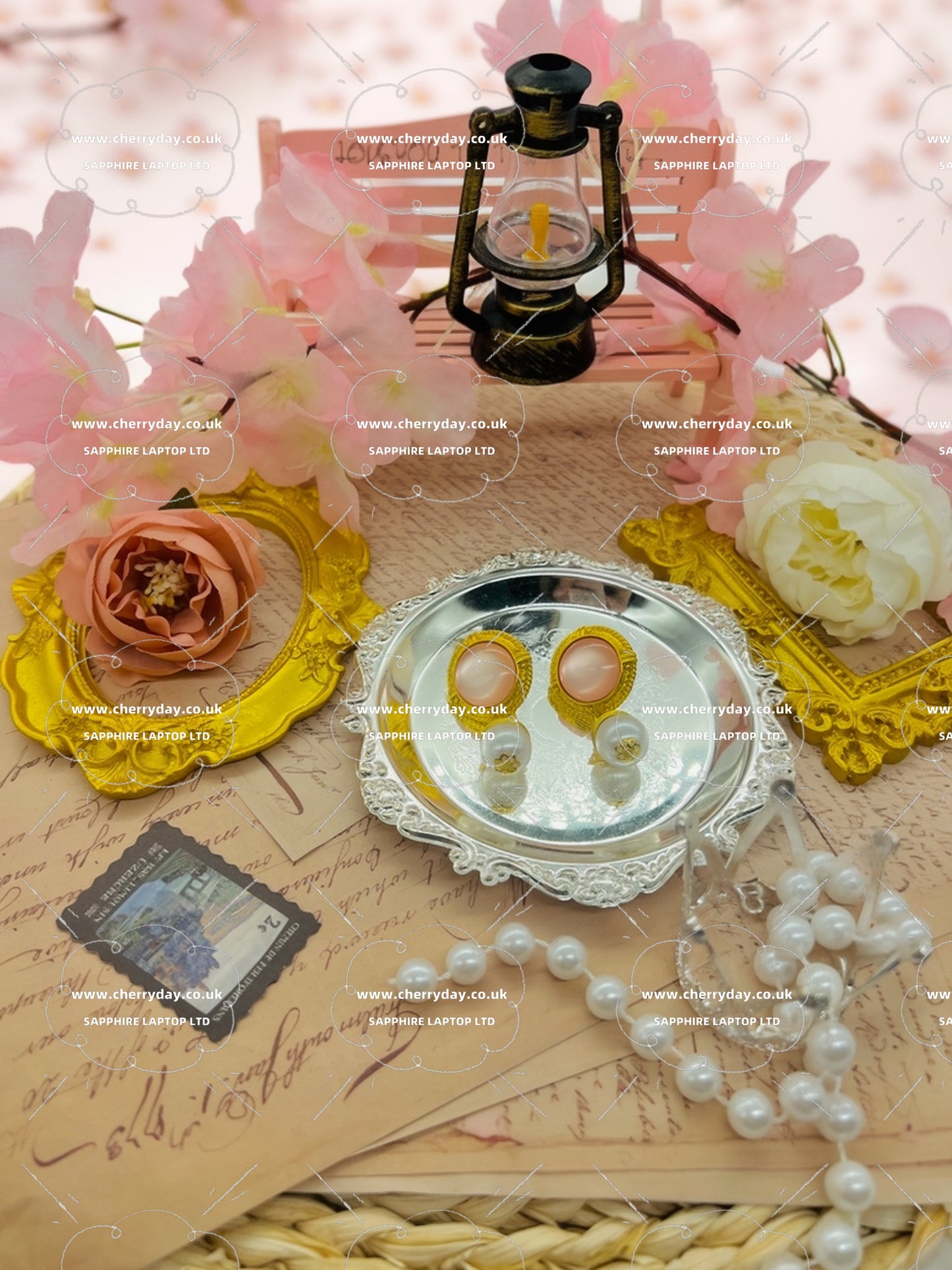 Pink & White dreams vintage earrings