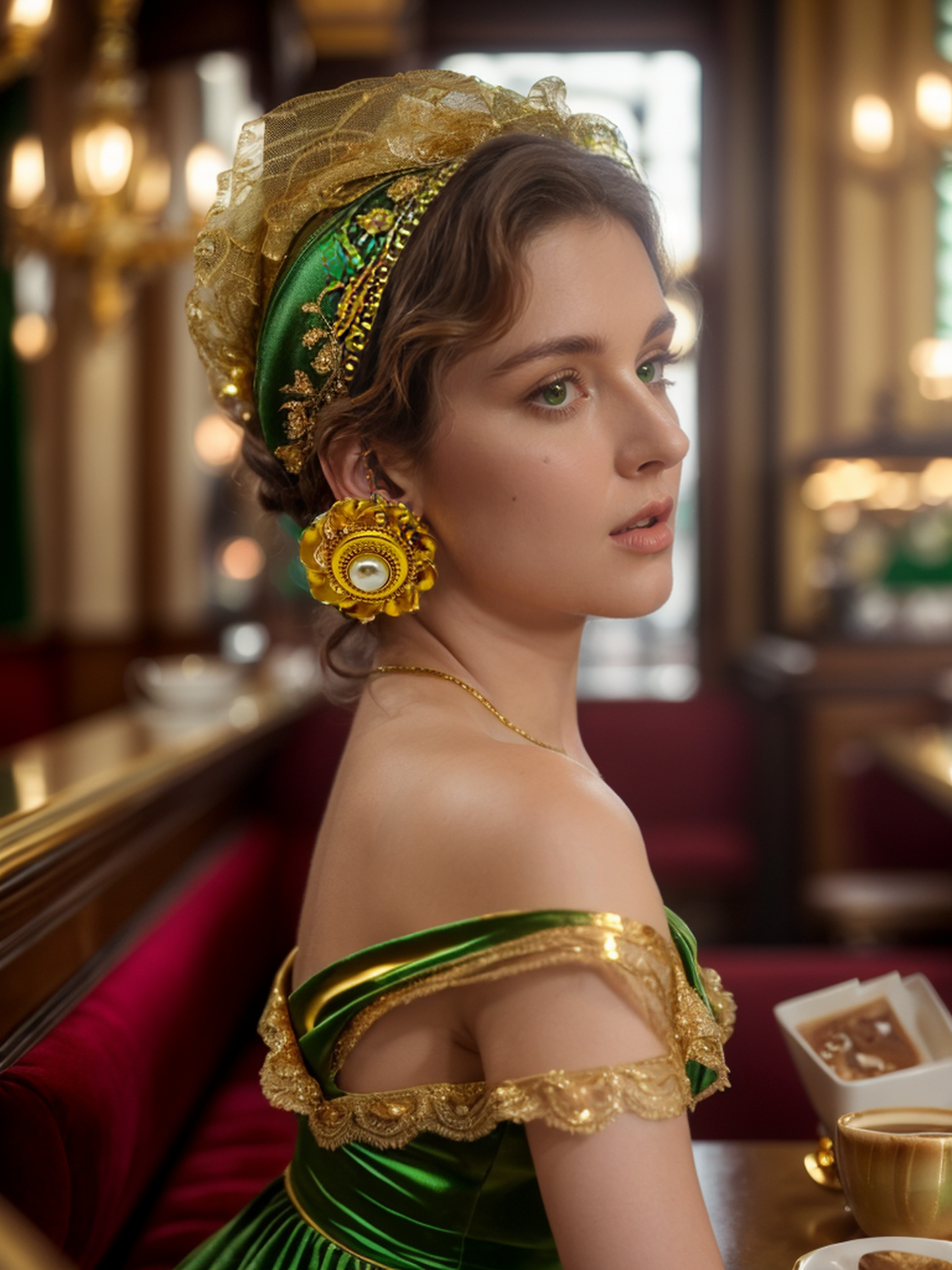 Gold openwork sunflowers vintage earrings