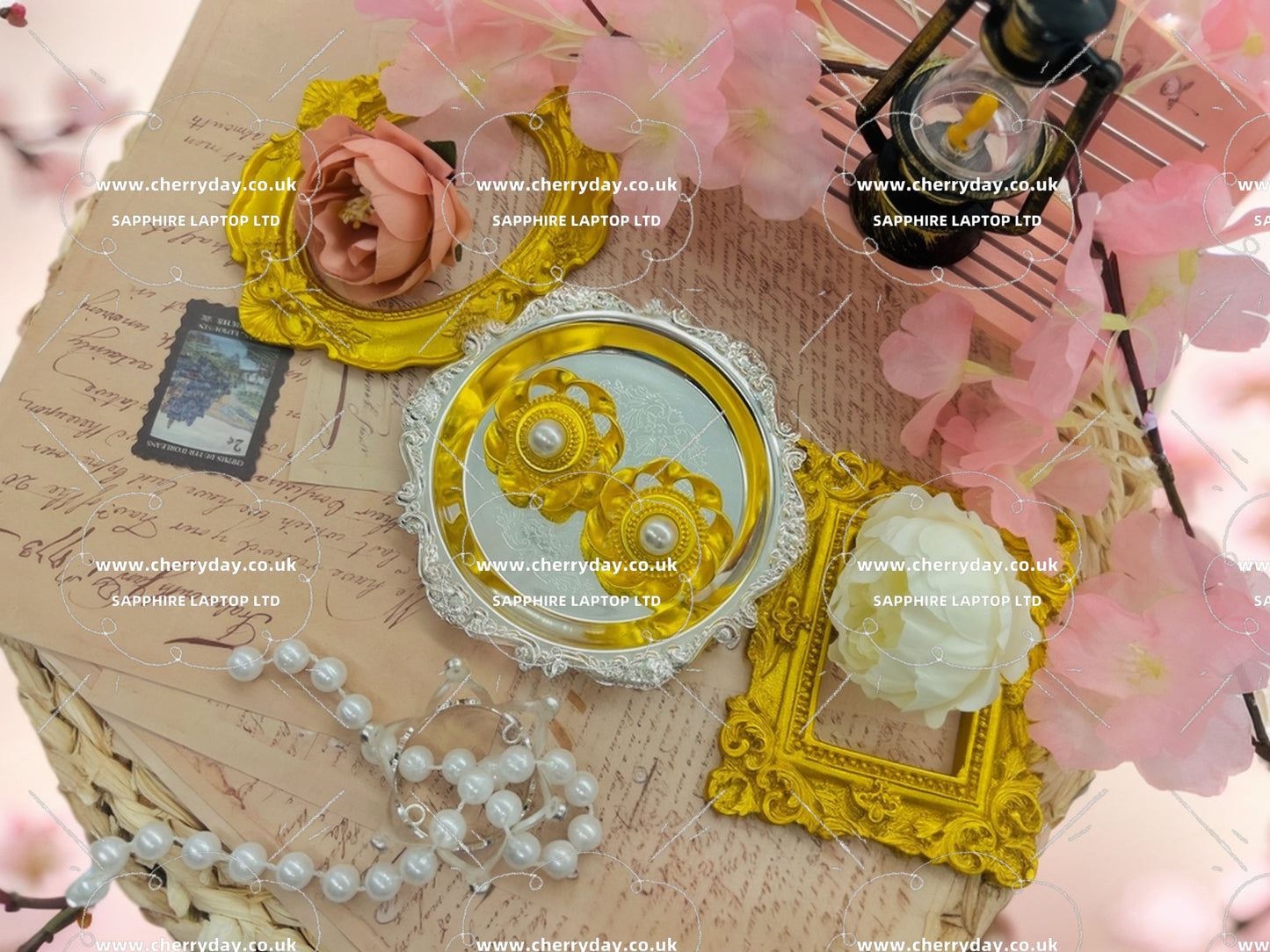 Gold openwork sunflowers vintage earrings