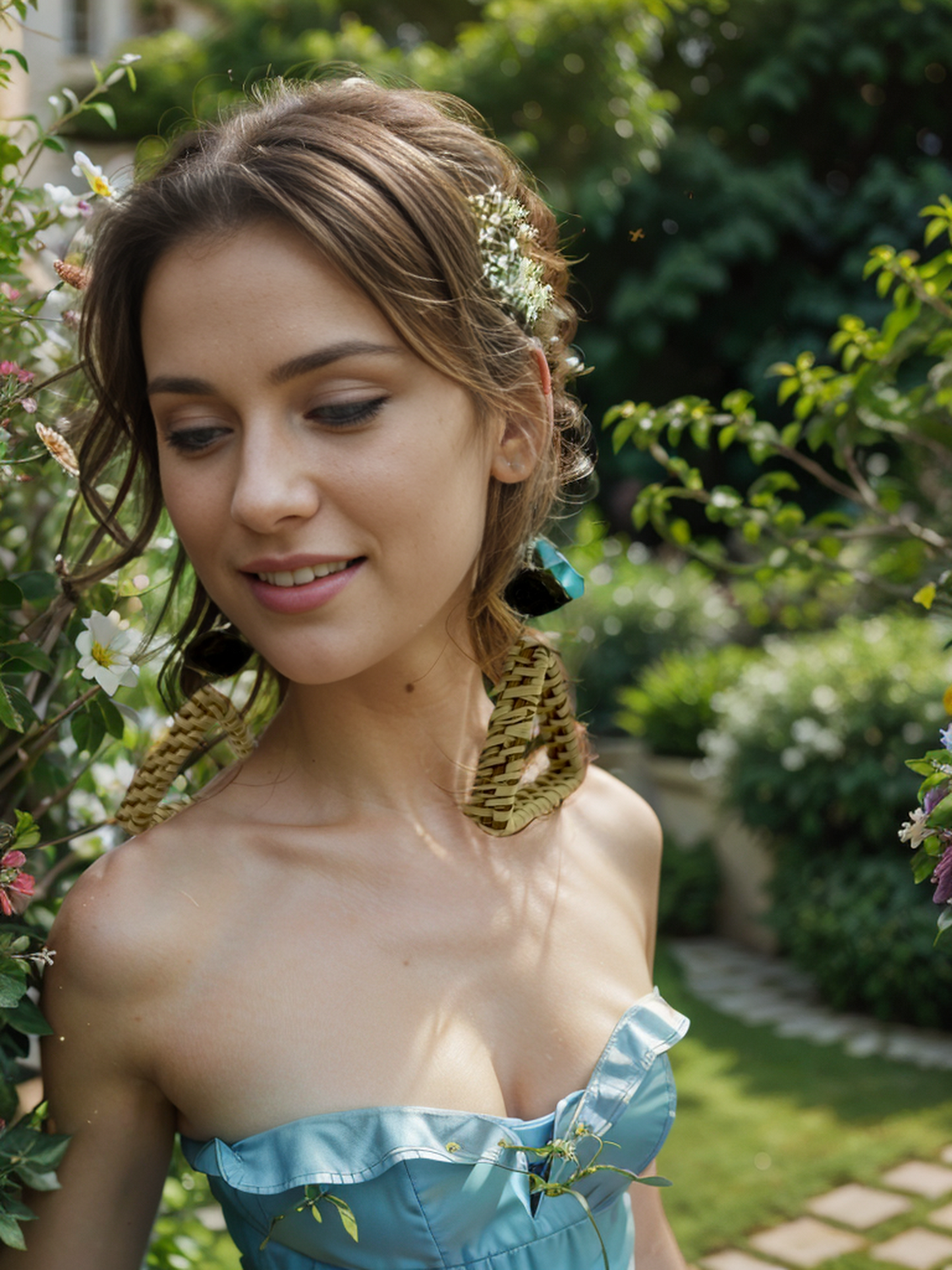 Monet garden triangle rattan bohemian earrings
