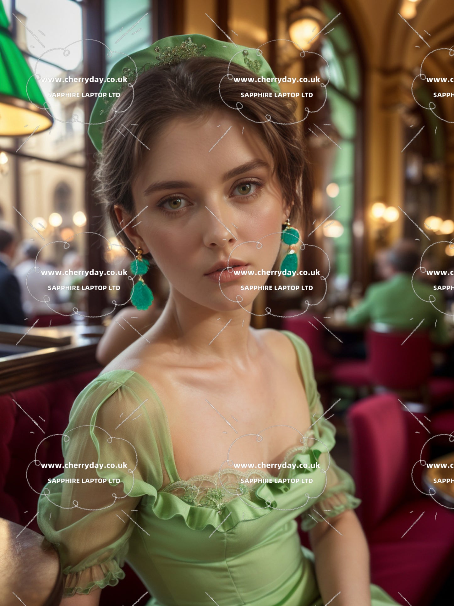 Green in the centre of Lake earrings
