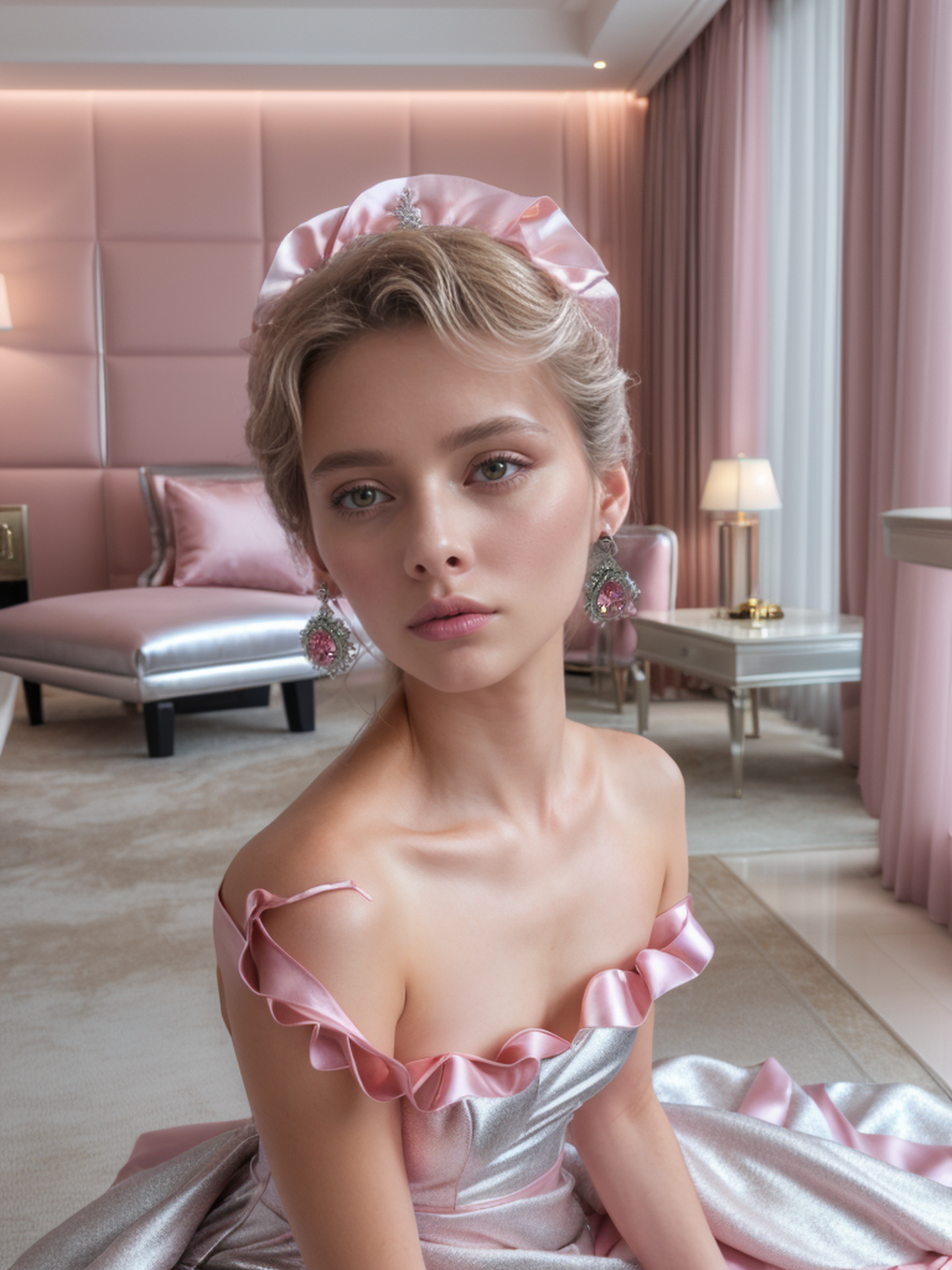 Pinkish tears of the Princess earrings