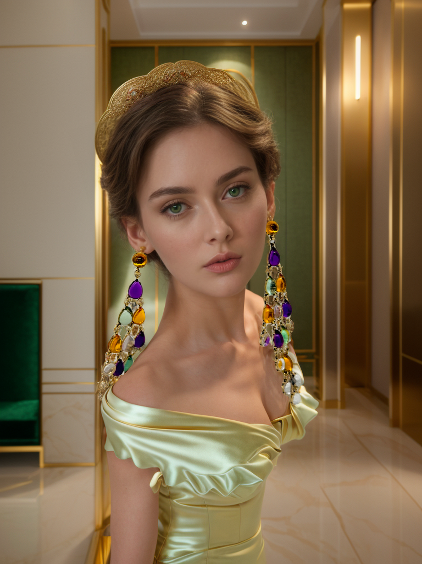 Colourful glaze tassel vintage earrings