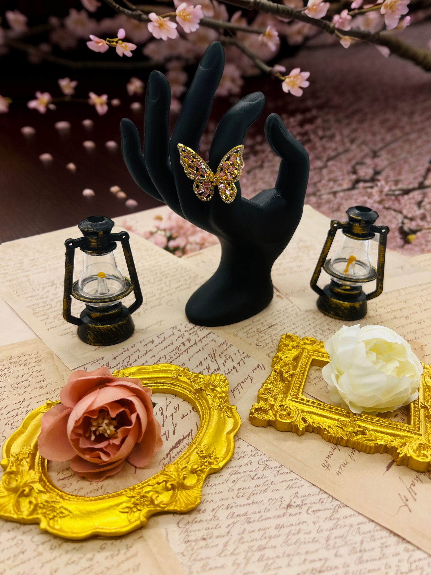 Butterfly ring for Pink-Gold