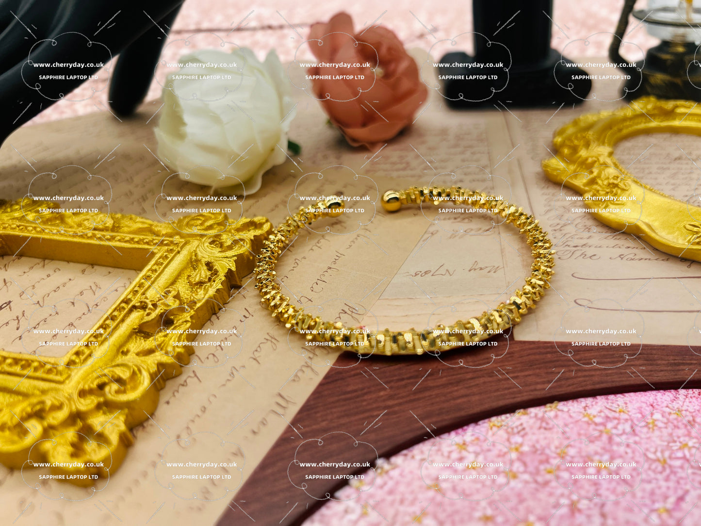 Gold wheat spike bracelet