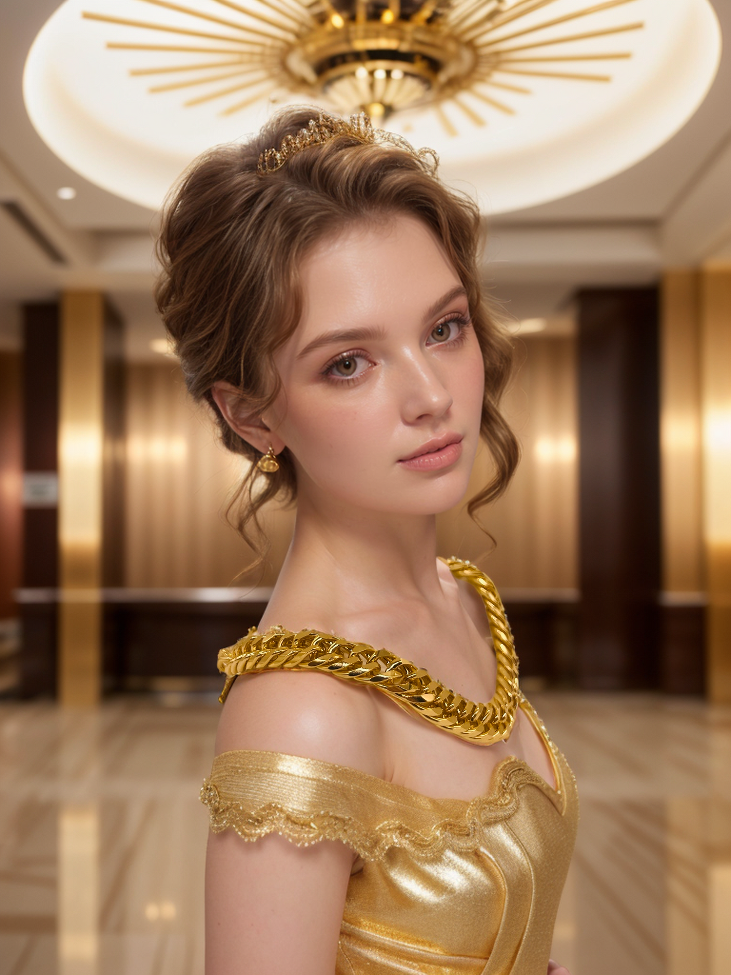 Gold metal chain necklace