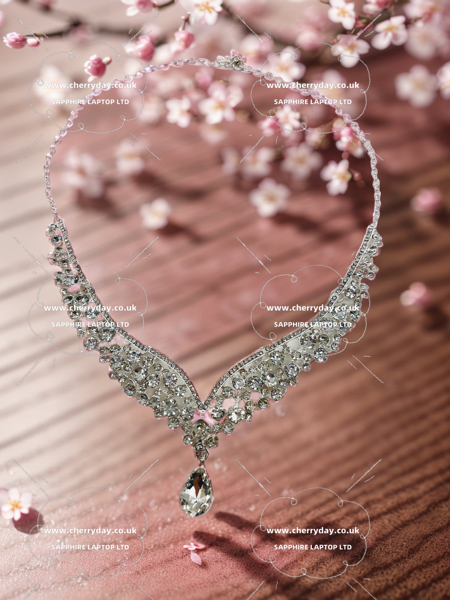 Wave rhinestone necklace & earrings set