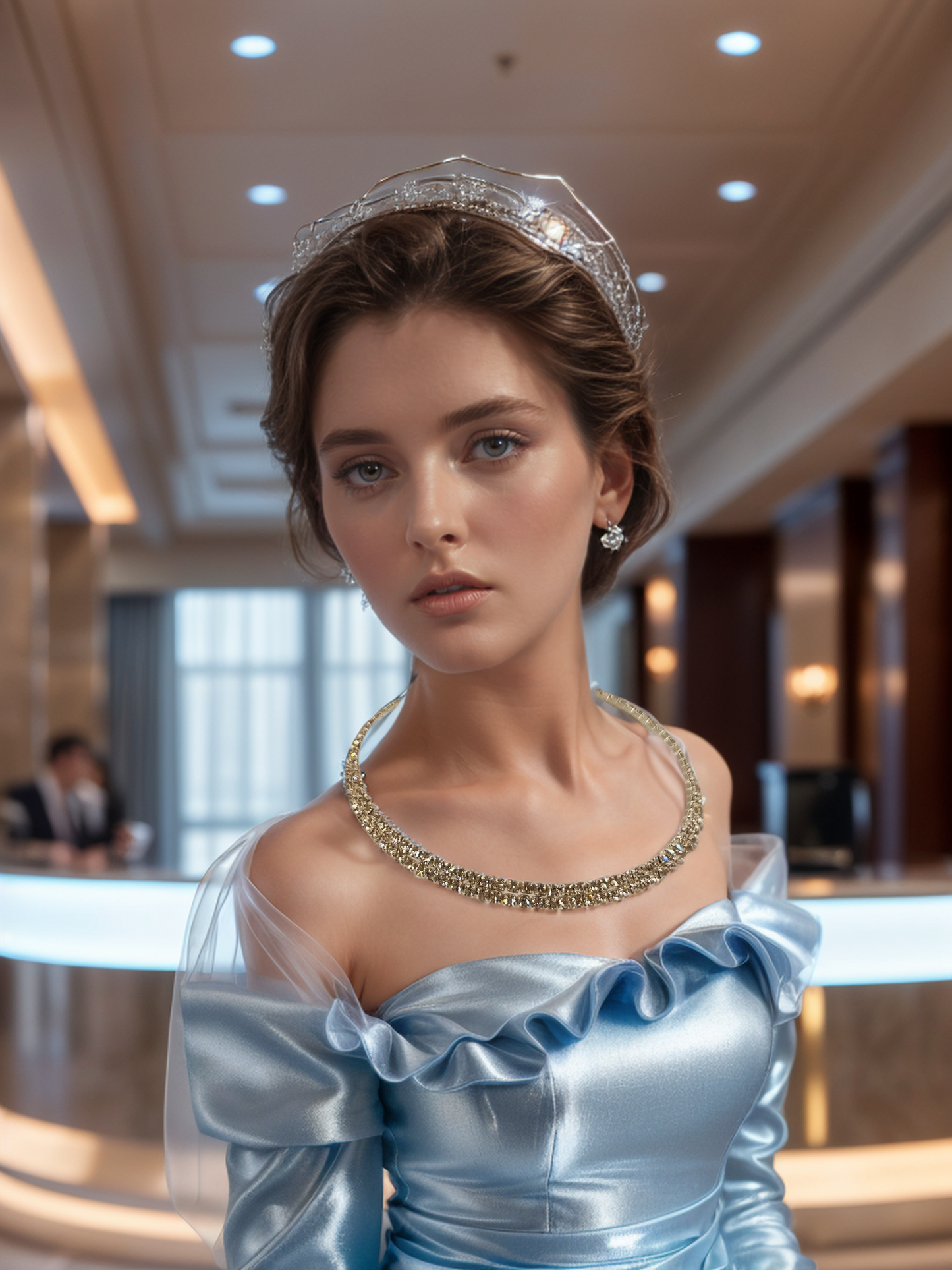 Silver rhinestone thin collar necklace